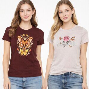 TWO Aeropostale Butterfly Classic Crew Graphic Tee T-Shirt Size Small